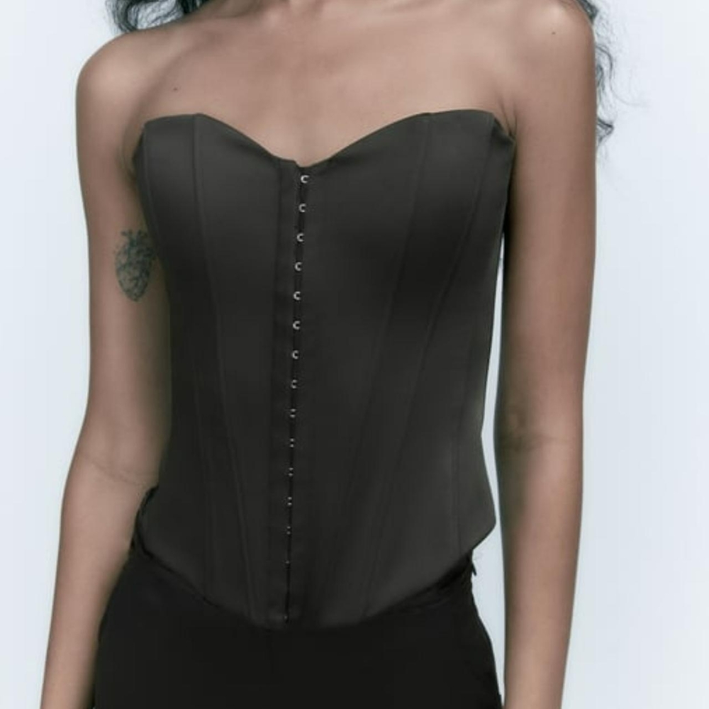 Zara Black Strapless Corset Top